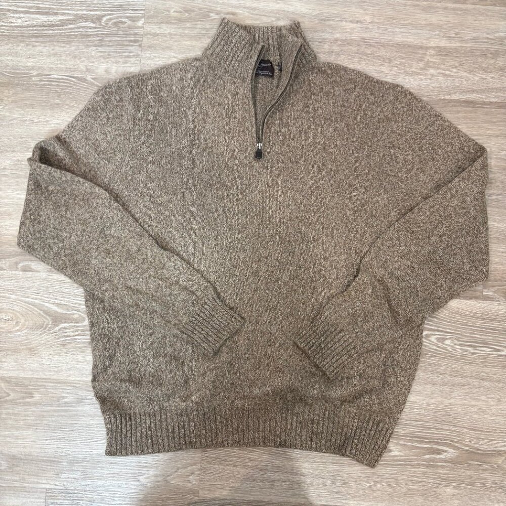 Black Brown Men's Wool Extra Soft Quarter-Zip Sweater sz XXL